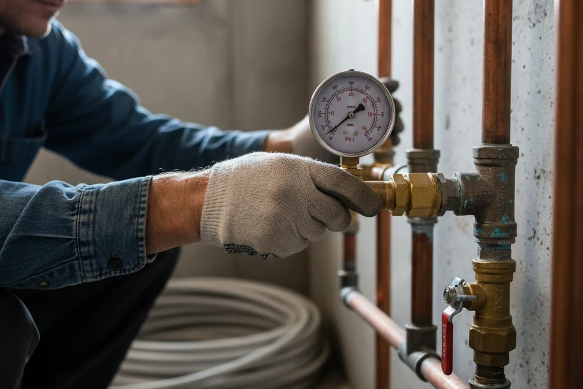 Pressure testing a repaired line during Water Line Repair in Cache Junction